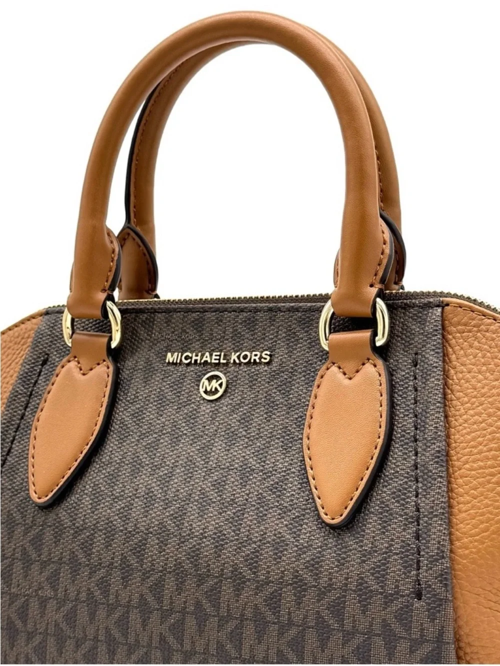 Michael Kors Sienna Medium Logo and Leather Messenger Bag Brown/Acorn